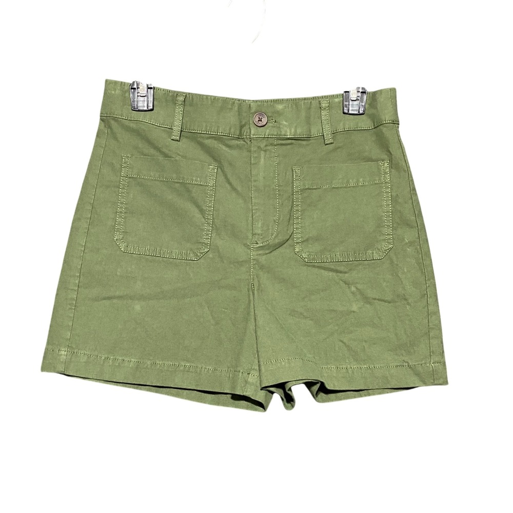 J.Crew‎ Women's 26 Olive Green Mid Rise Cotton Linen Utility Shorts CJ117 NWT
